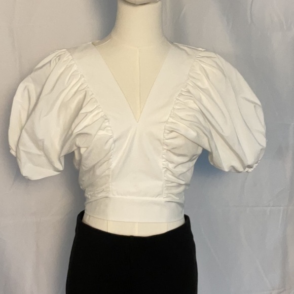 Ambar white cropped top w/exaggerated sleeve. Size S - Picture 1 of 4